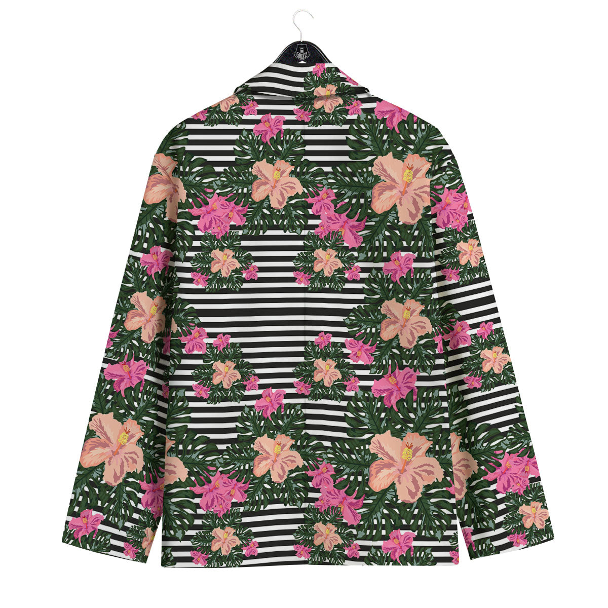 Striped Plumeria Flower Print Pattern Men's Sport Coat-grizzshop