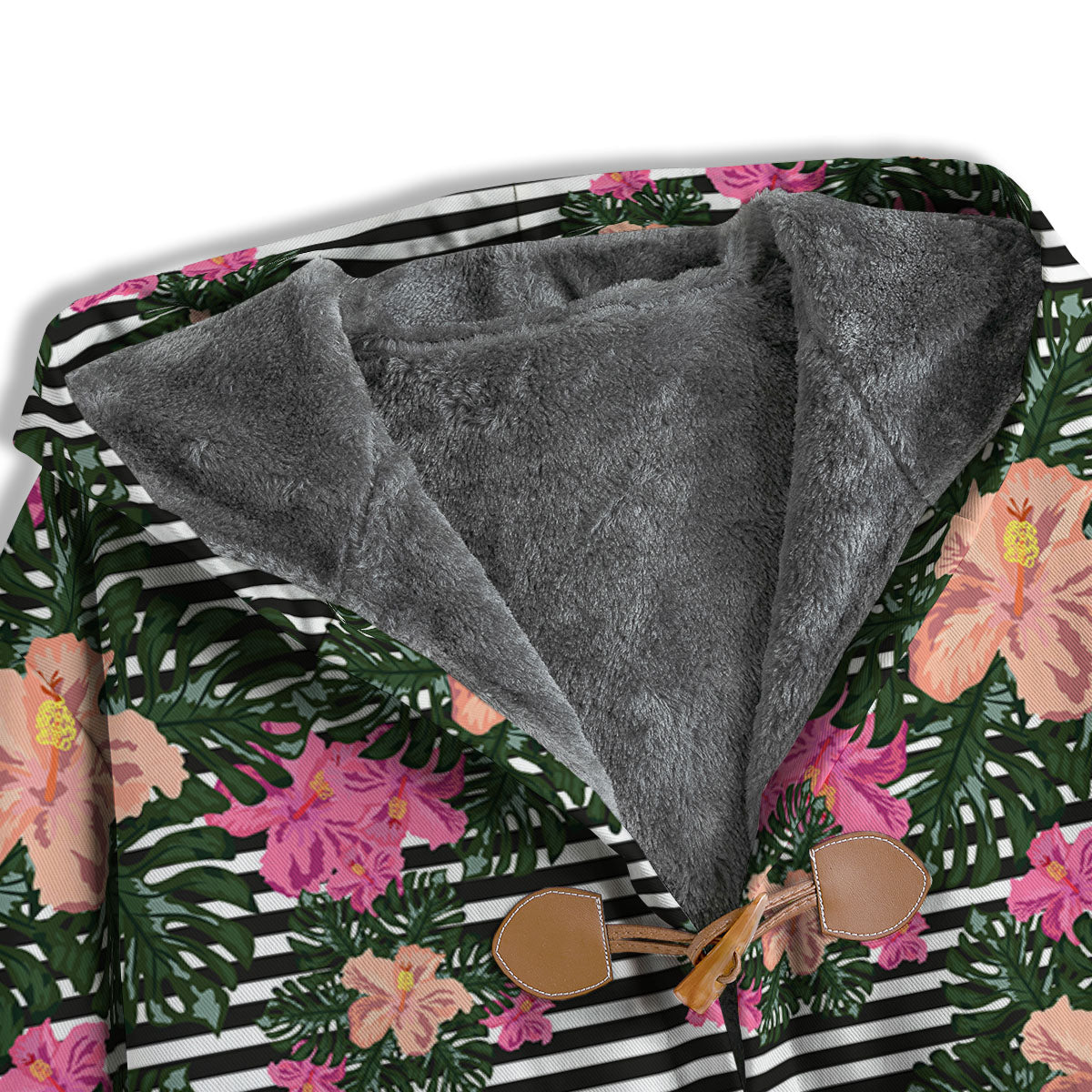 Striped Plumeria Flower Print Pattern Men's Windbreaker Jacket-grizzshop