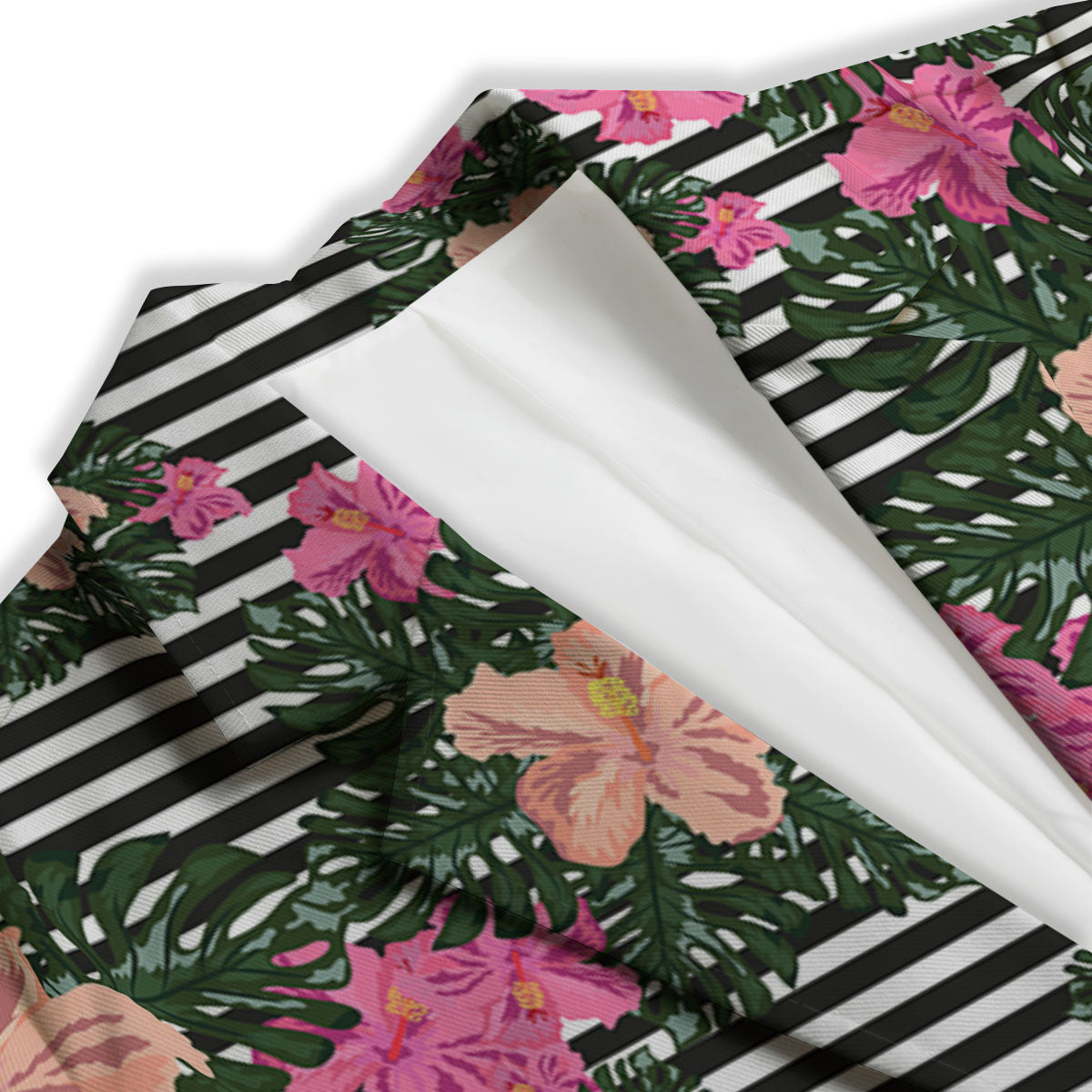 Striped Plumeria Flower Print Pattern Women's Blazer-grizzshop