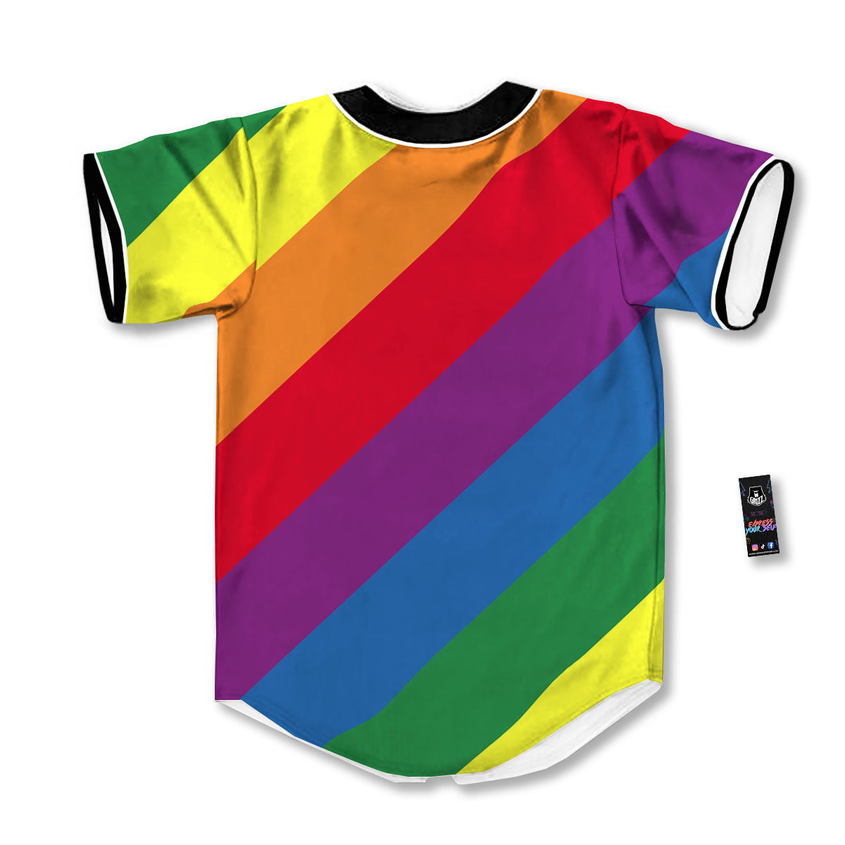 Striped Rainbow Diagonal Print Pattern Baseball Jersey-grizzshop