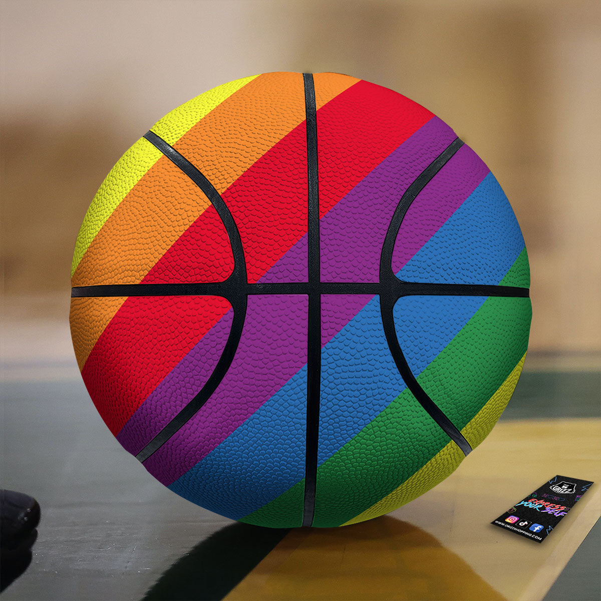 Striped Rainbow Diagonal Print Pattern Basketball-grizzshop