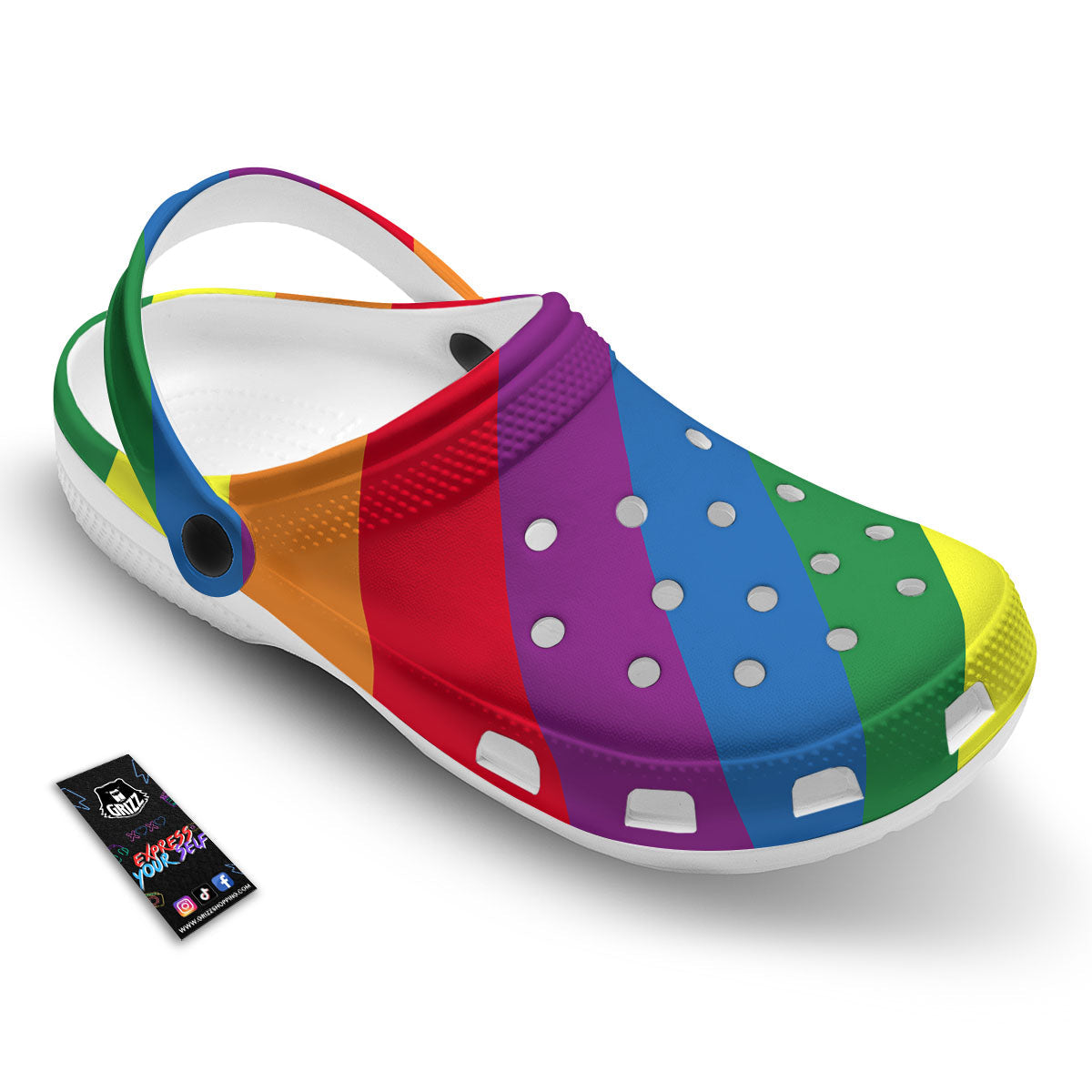 Striped Rainbow Diagonal Print Pattern Clog-grizzshop