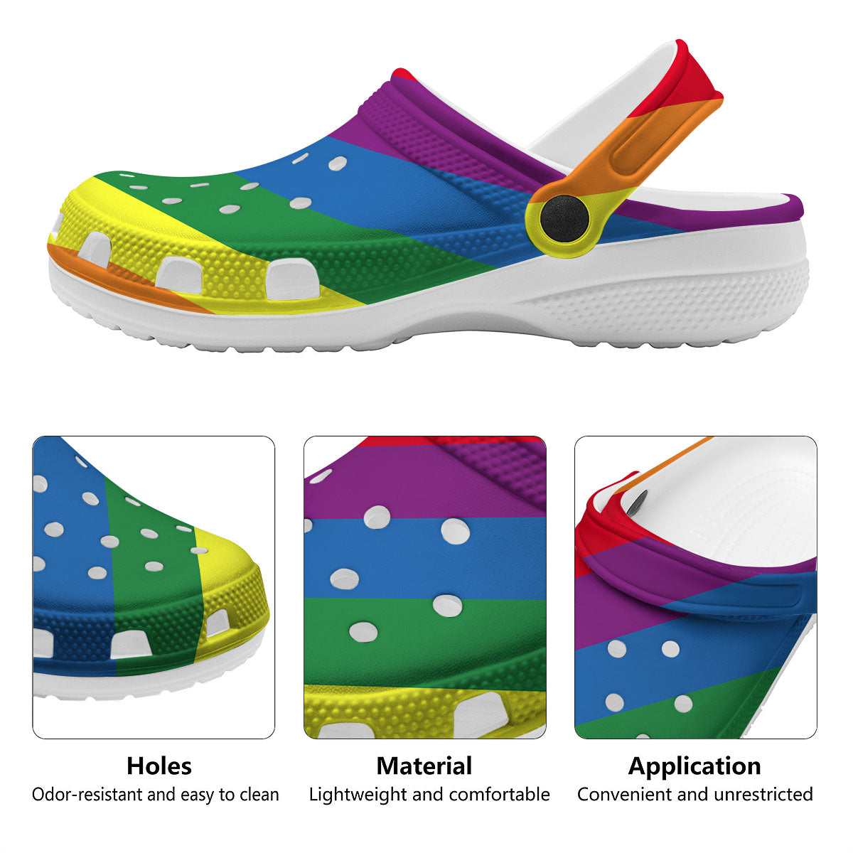 Striped Rainbow Diagonal Print Pattern Clog-grizzshop