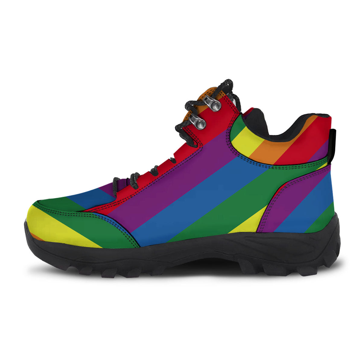 Striped Rainbow Diagonal Print Pattern Hiking Shoes-grizzshop