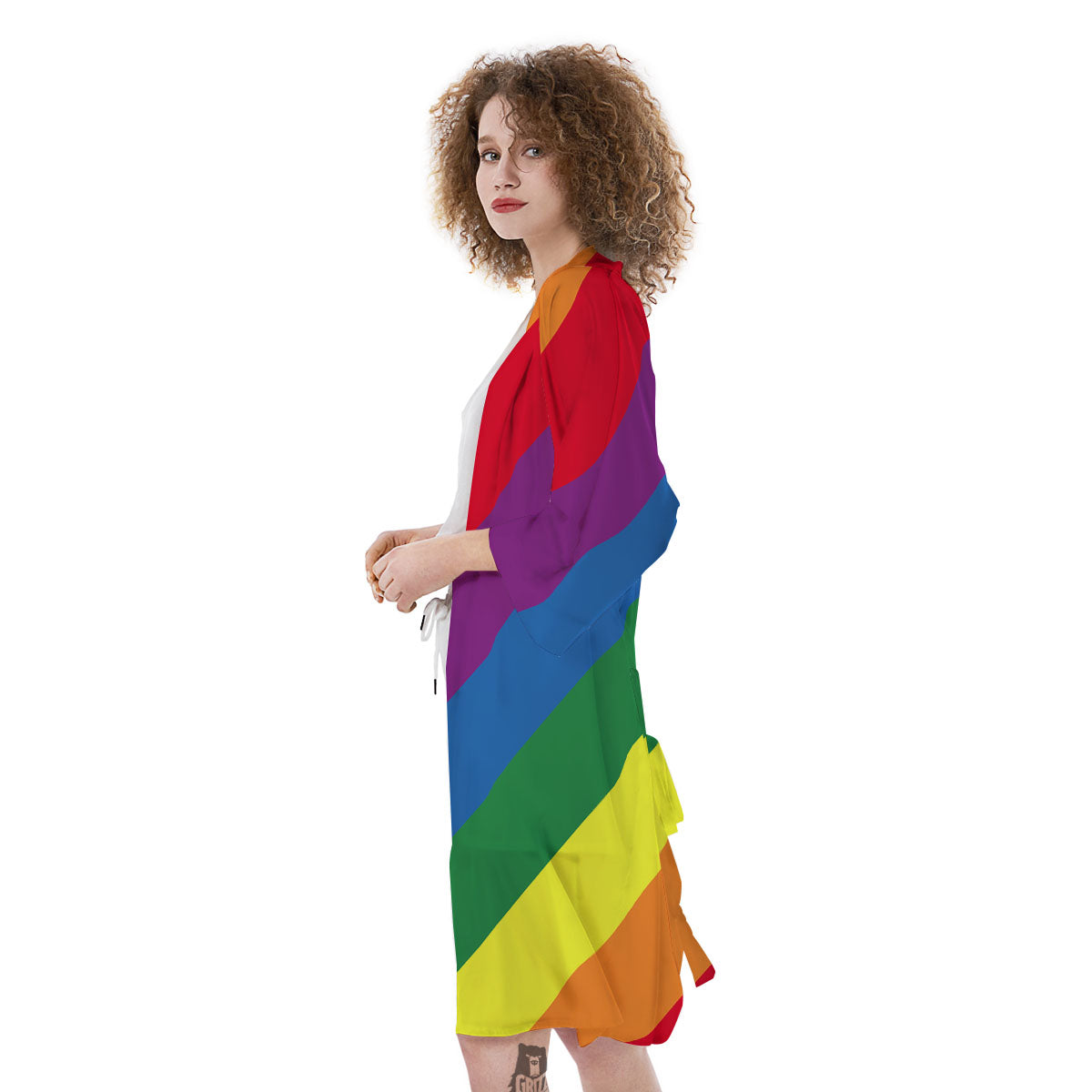 Striped Rainbow Diagonal Print Pattern Kimono-grizzshop