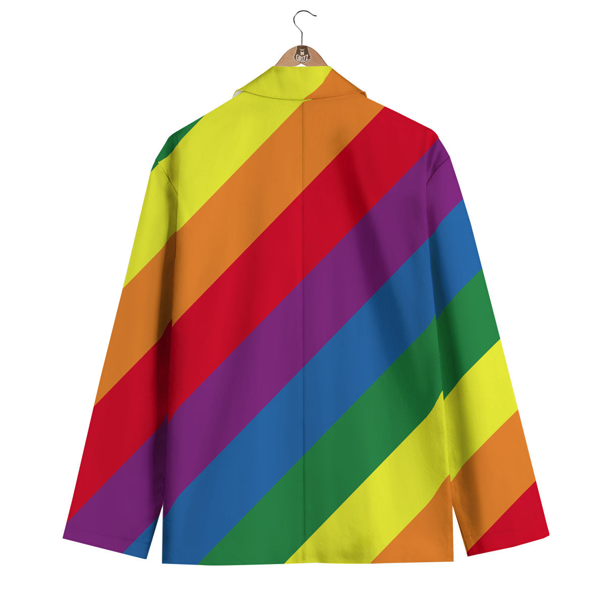 Striped Rainbow Diagonal Print Pattern Men's Blazer-grizzshop