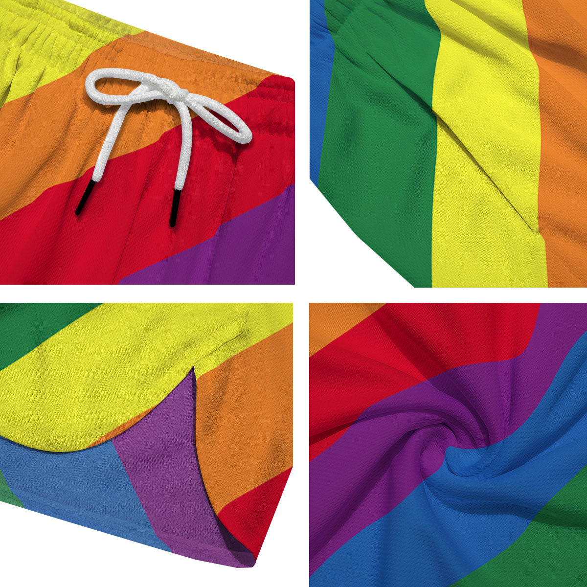 Striped Rainbow Diagonal Print Pattern Men's Running Shorts-grizzshop
