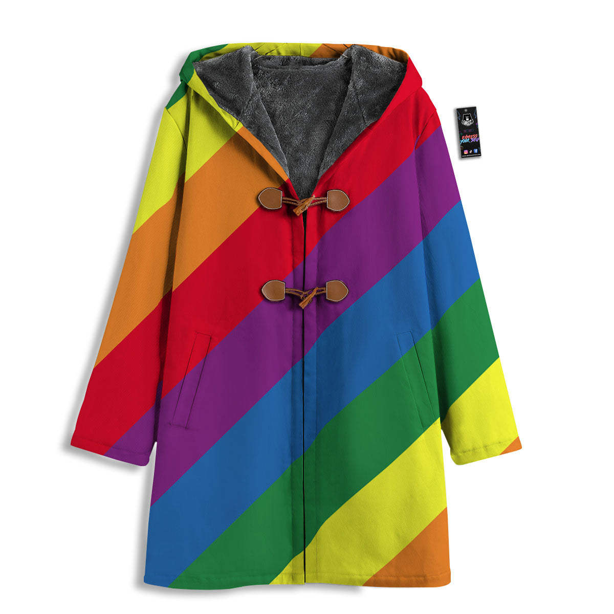 Striped Rainbow Diagonal Print Pattern Men's Windbreaker Jacket-grizzshop