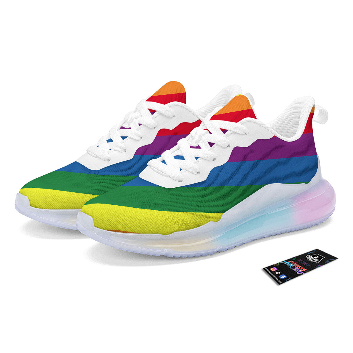Striped Rainbow Diagonal Print Pattern Running Sneakers-grizzshop