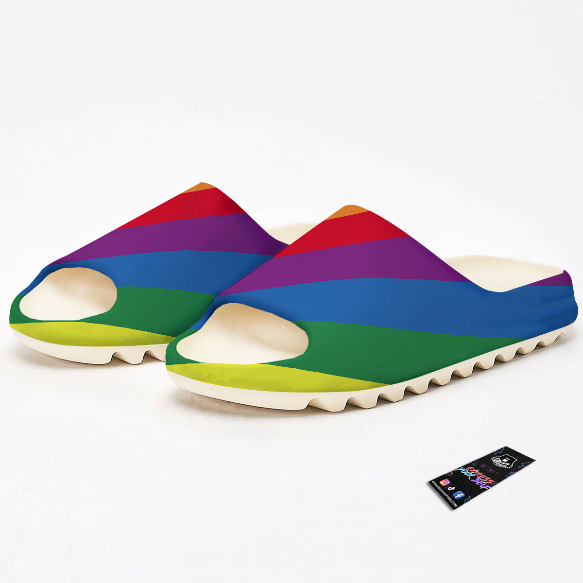 Striped Rainbow Diagonal Print Pattern Sandals-grizzshop