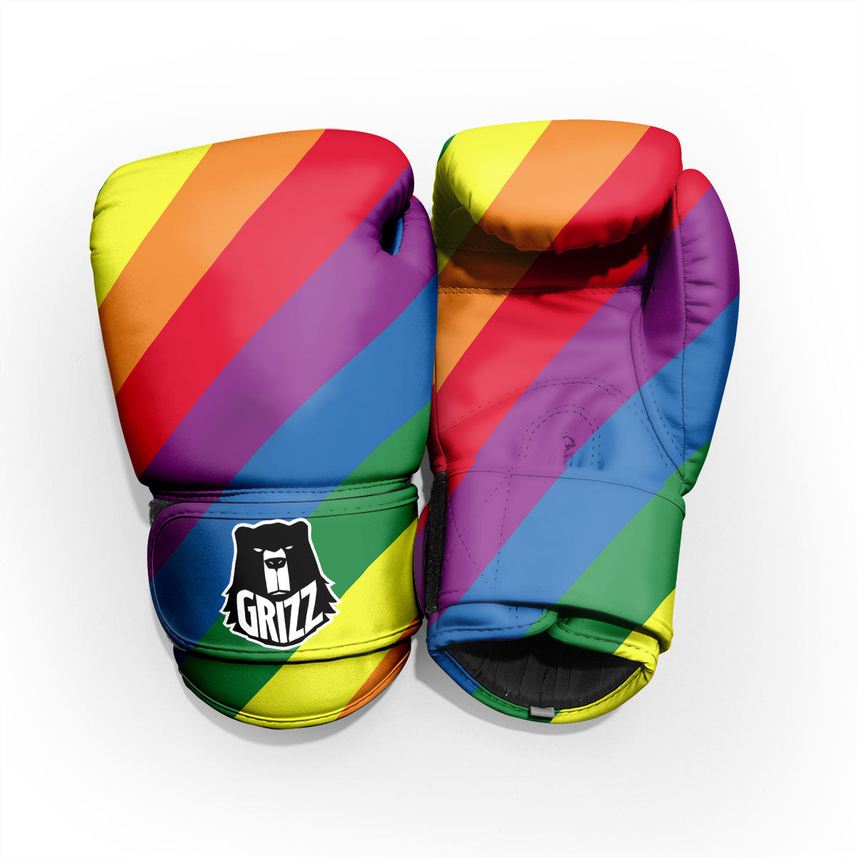Striped Rainbow Diagonal Print Pattern Pro Boxing Glove