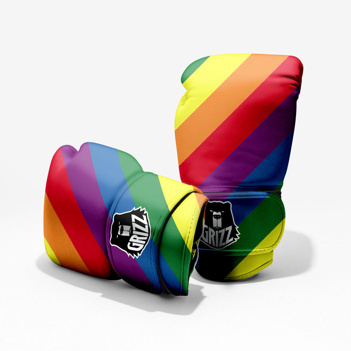 Striped Rainbow Diagonal Print Pattern Pro Boxing Glove