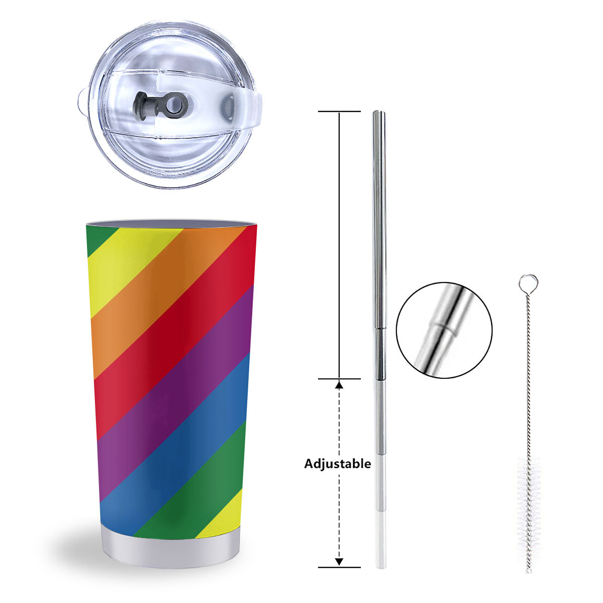 Striped Rainbow Diagonal Print Pattern Tumbler-grizzshop