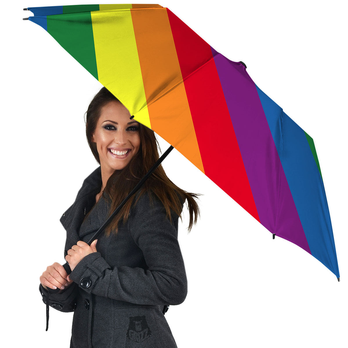 Striped Rainbow Diagonal Print Pattern Umbrella-grizzshop