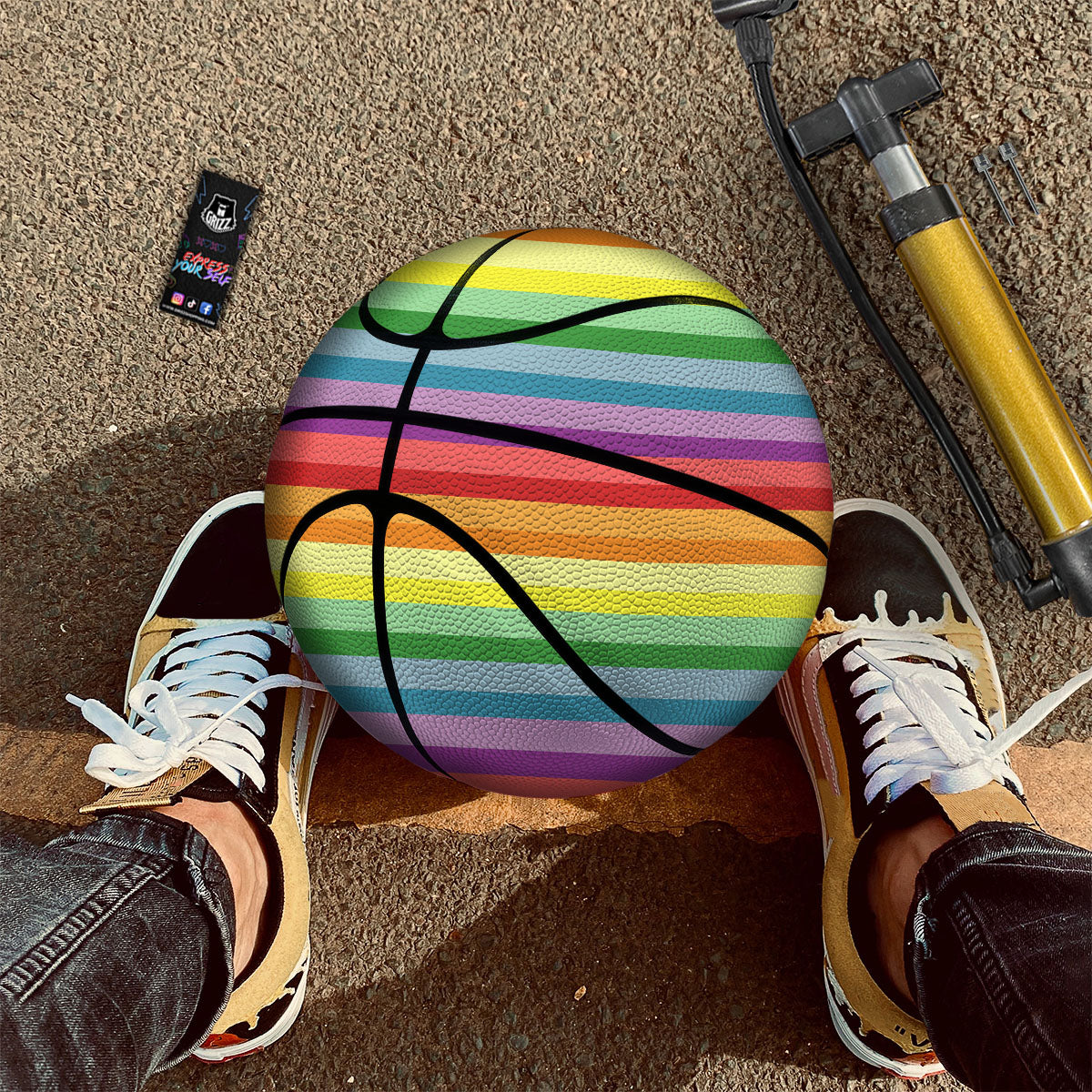 Striped Rainbow Print Pattern Basketball-grizzshop