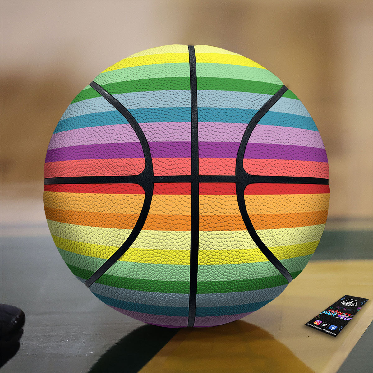 Striped Rainbow Print Pattern Basketball-grizzshop