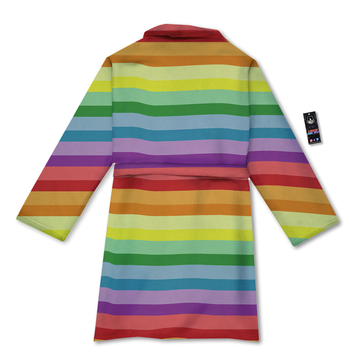 Striped Rainbow Print Pattern Bathrobe-grizzshop