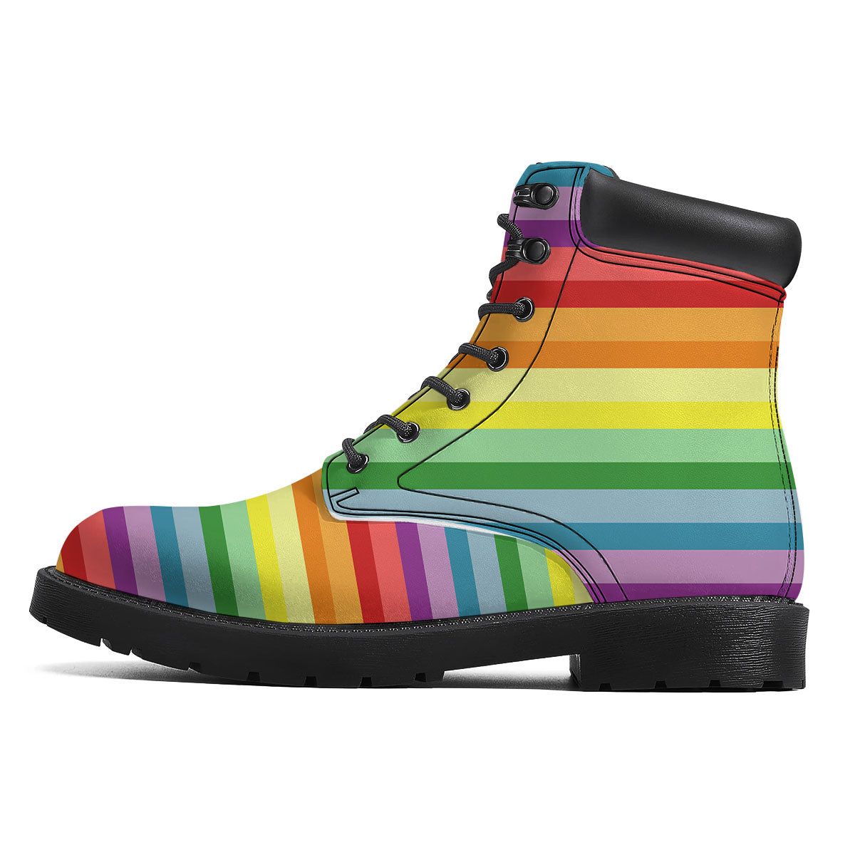 Striped Rainbow Print Pattern Boots-grizzshop