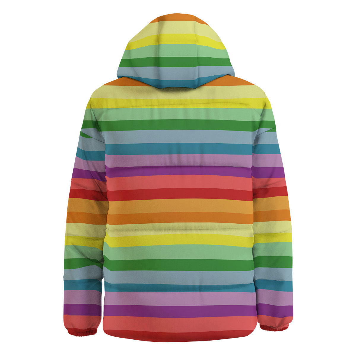 Striped Rainbow Print Pattern Down Jacket-grizzshop
