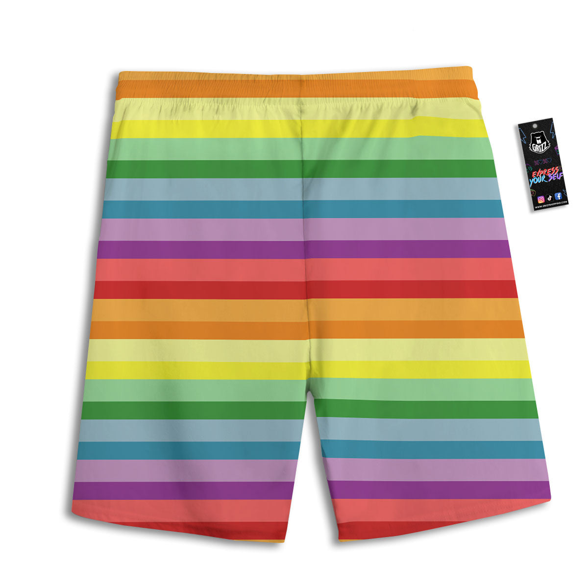 Striped Rainbow Print Pattern Men's Athletic Shorts