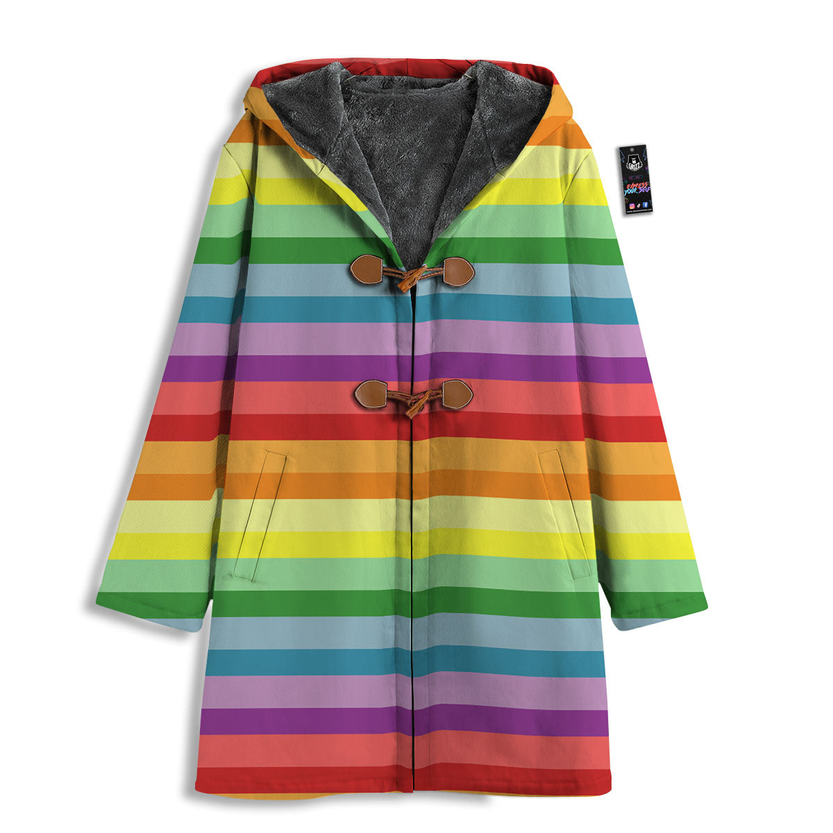 Striped Rainbow Print Pattern Men's Windbreaker Jacket-grizzshop