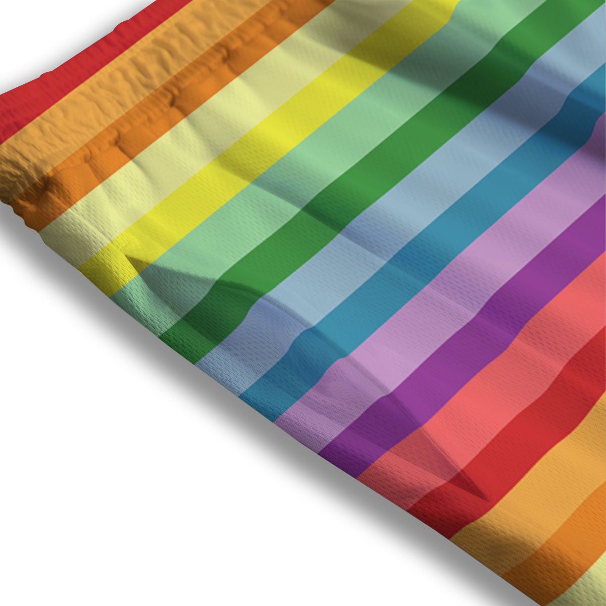 Striped Rainbow Print Pattern Mesh Shorts