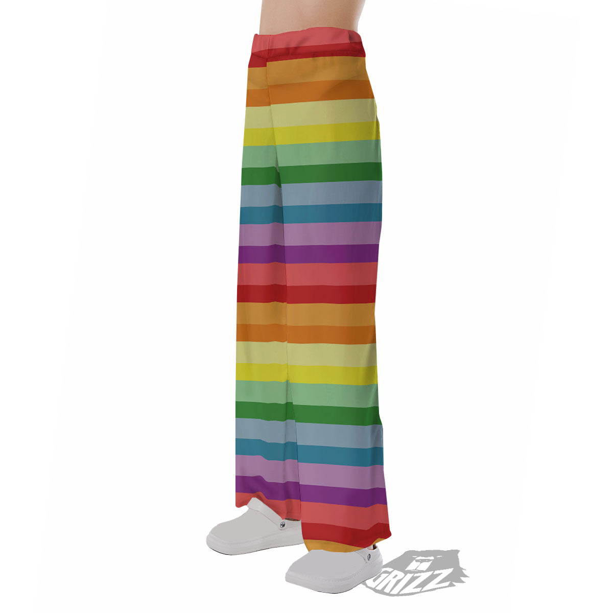 Striped Rainbow Print Pattern Pajama Pants-grizzshop