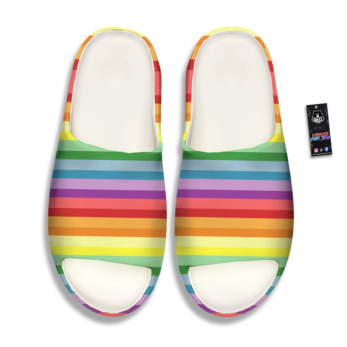 Striped Rainbow Print Pattern Sandals-grizzshop