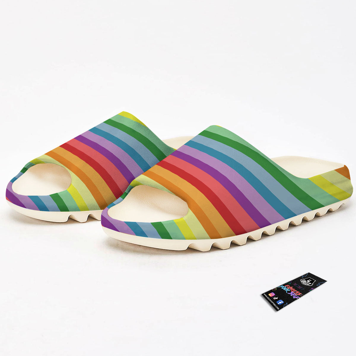 Striped Rainbow Print Pattern Sandals-grizzshop