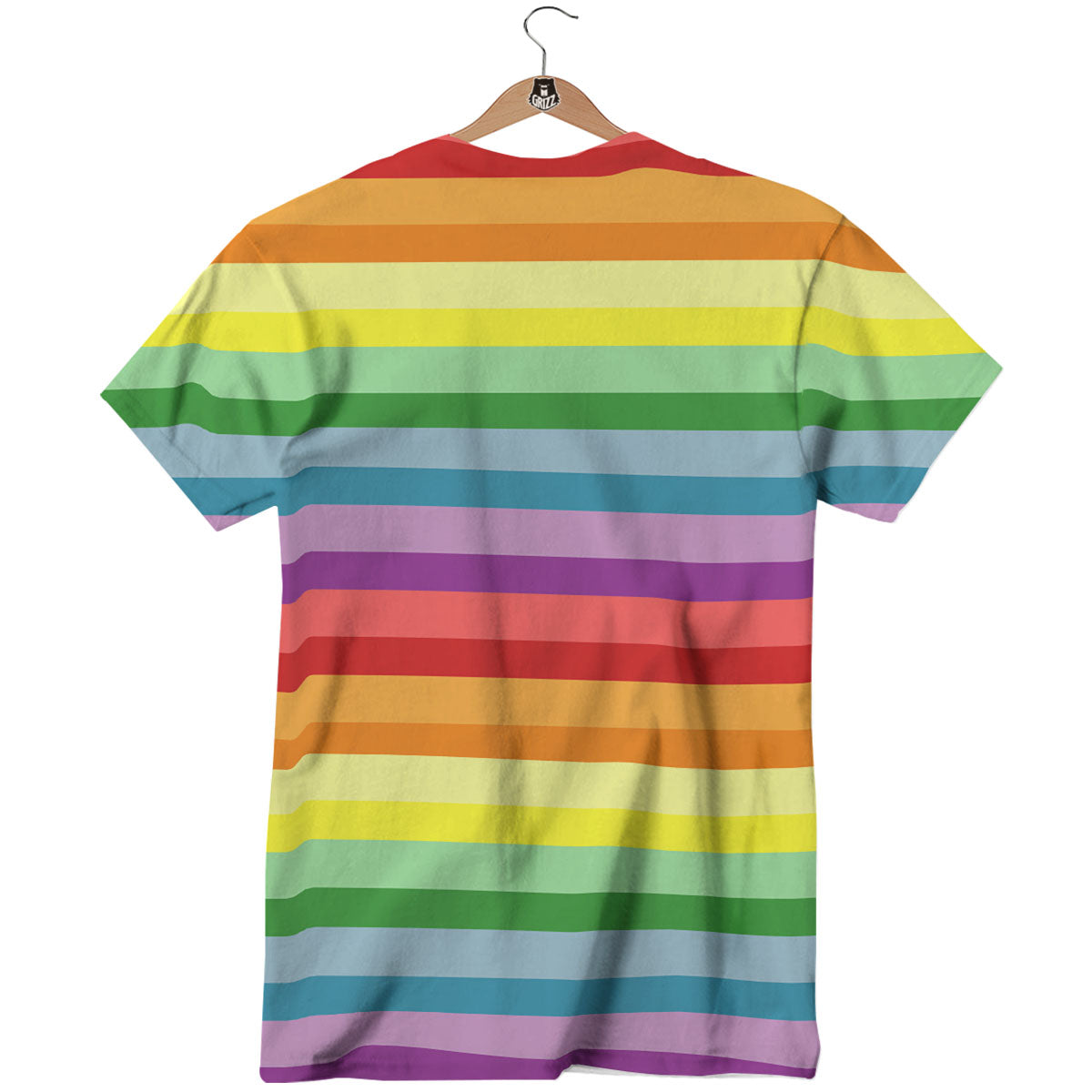 Striped Rainbow Print Pattern T-Shirt-grizzshop