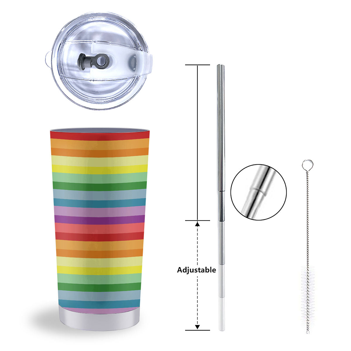 Striped Rainbow Print Pattern Tumbler-grizzshop