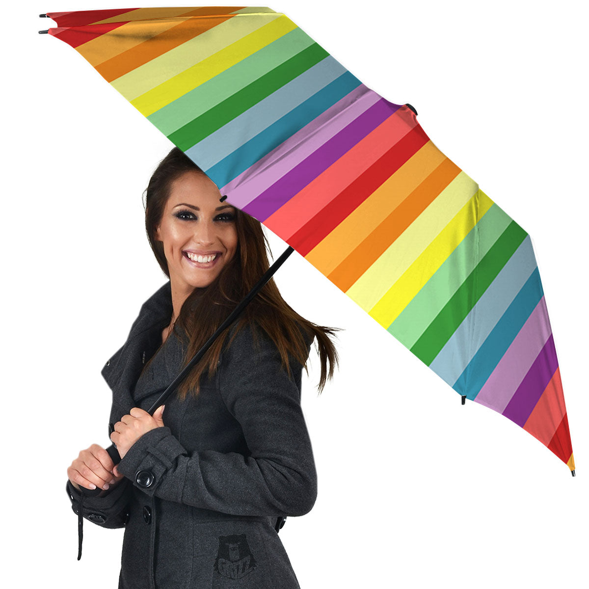 Striped Rainbow Print Pattern Umbrella-grizzshop