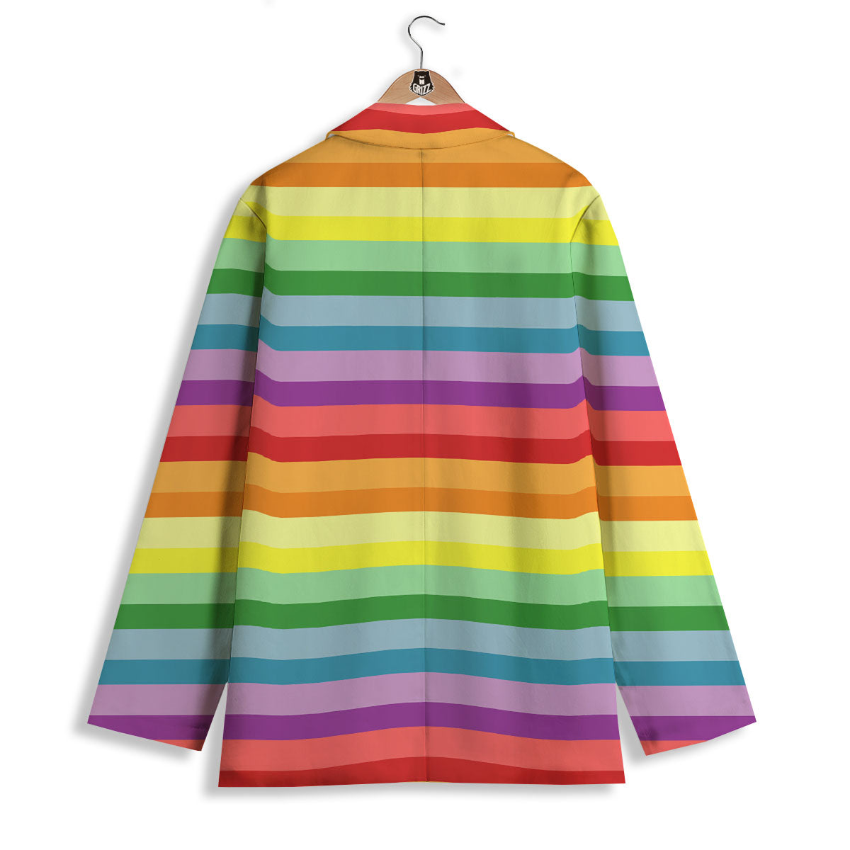 Striped Rainbow Print Pattern Women's Blazer-grizzshop