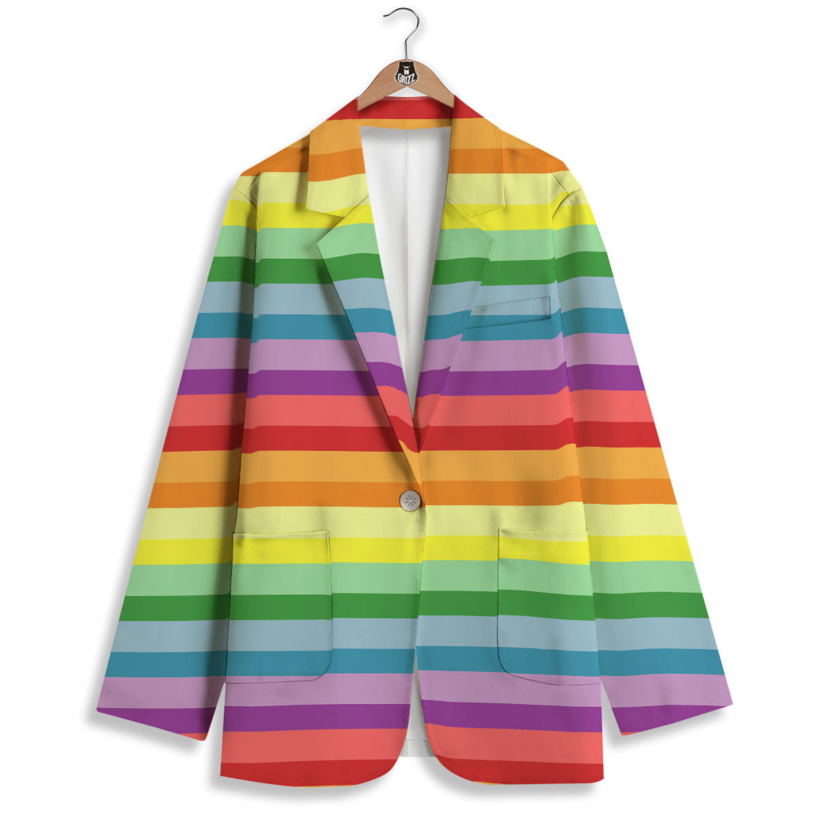 Striped Rainbow Print Pattern Women's Blazer-grizzshop