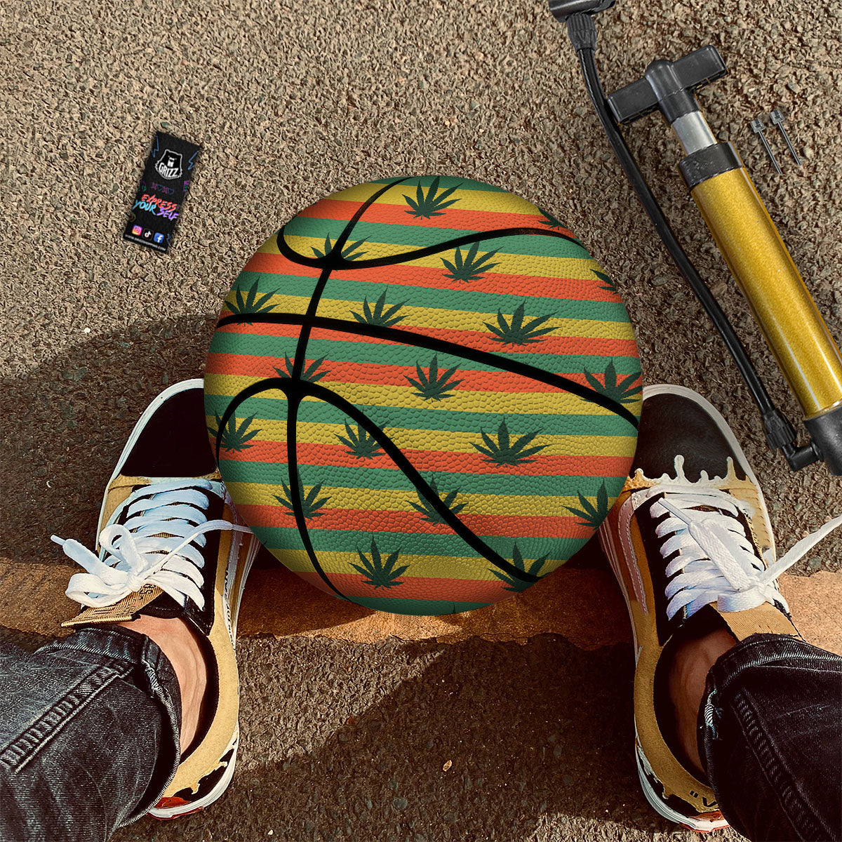Striped Rasta Print Pattern Basketball-grizzshop