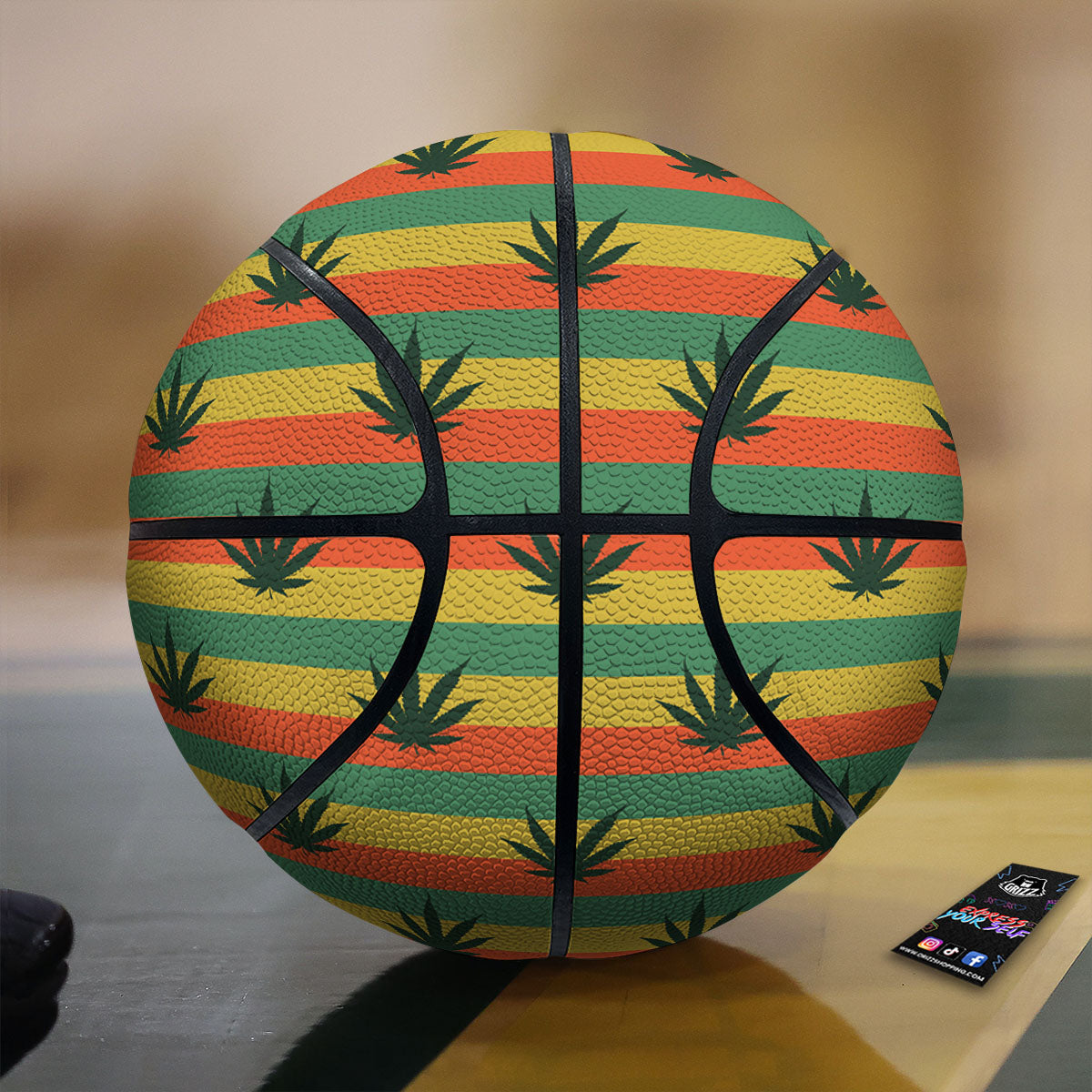 Striped Rasta Print Pattern Basketball-grizzshop