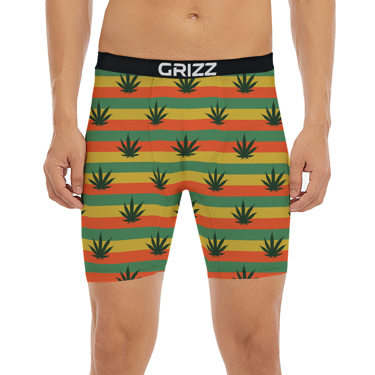 Striped Rasta Print Pattern Boxer Briefs-grizzshop
