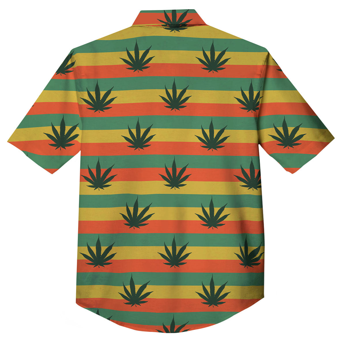Striped Rasta Print Pattern Button Up Shirt-grizzshop