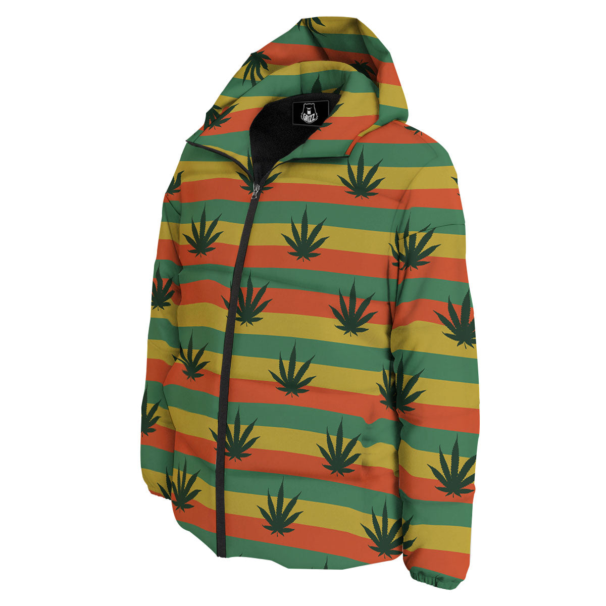 Striped Rasta Print Pattern Down Jacket-grizzshop
