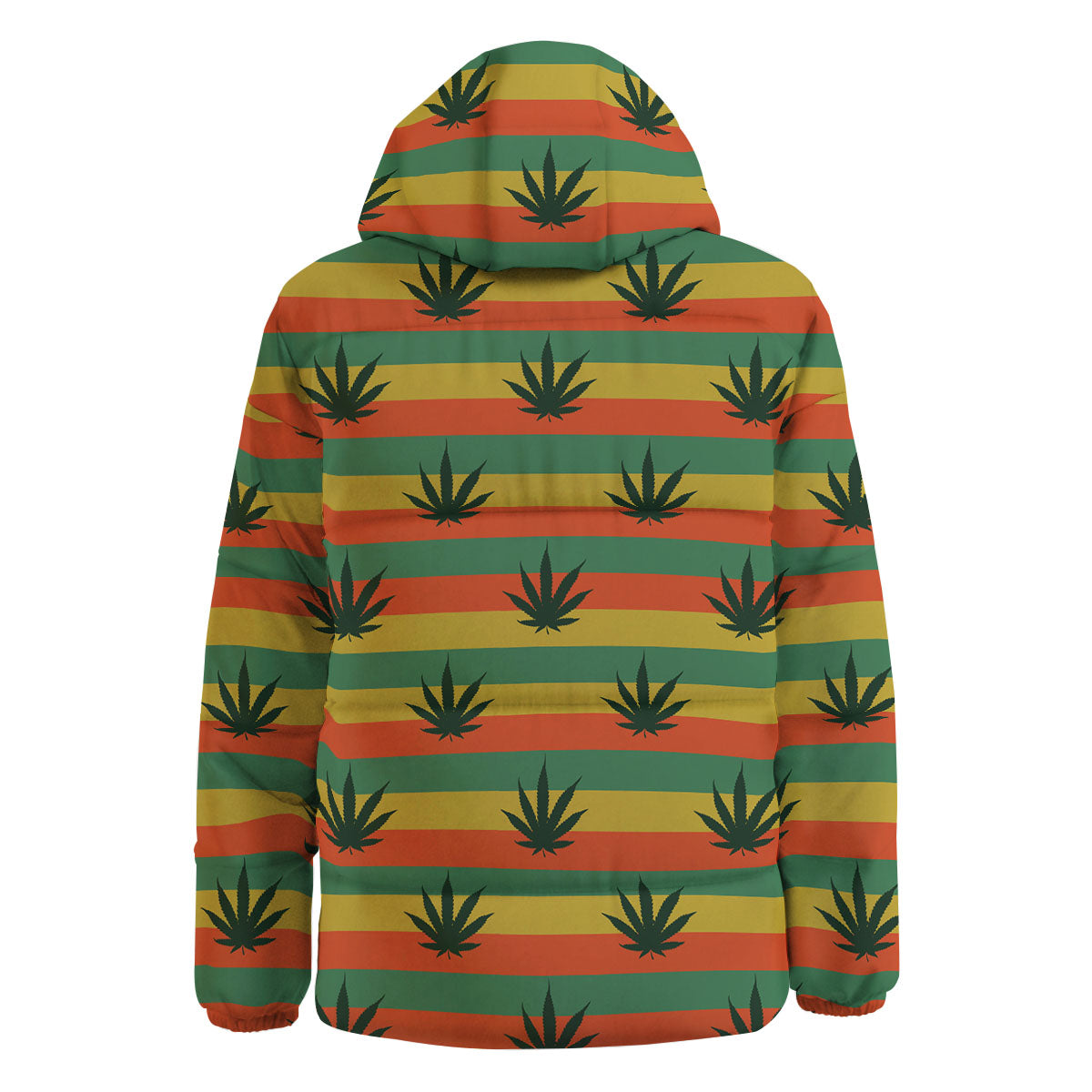 Striped Rasta Print Pattern Down Jacket-grizzshop