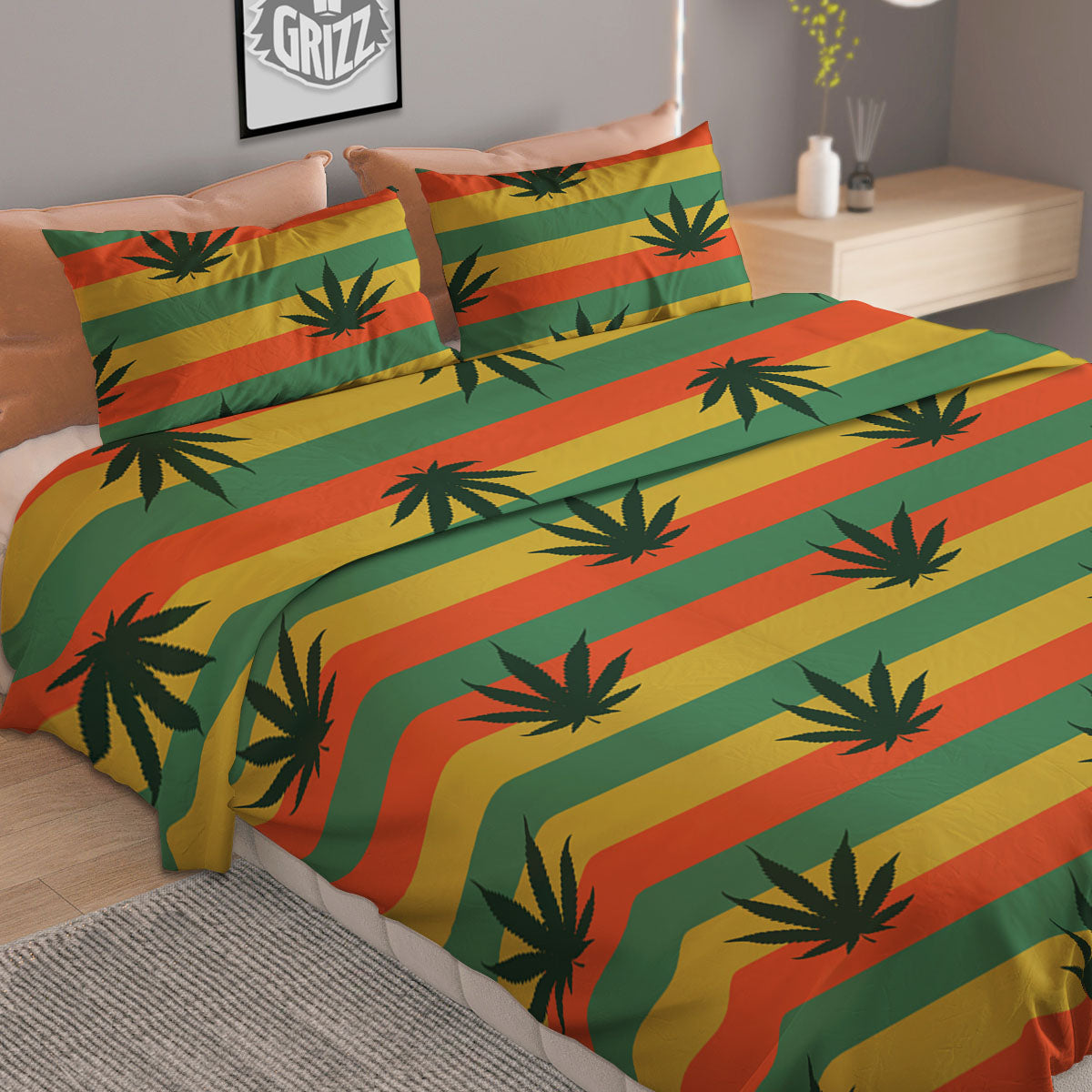 Sweet Pea Watercolor Print Pattern Duvet Cover Bedding Set
