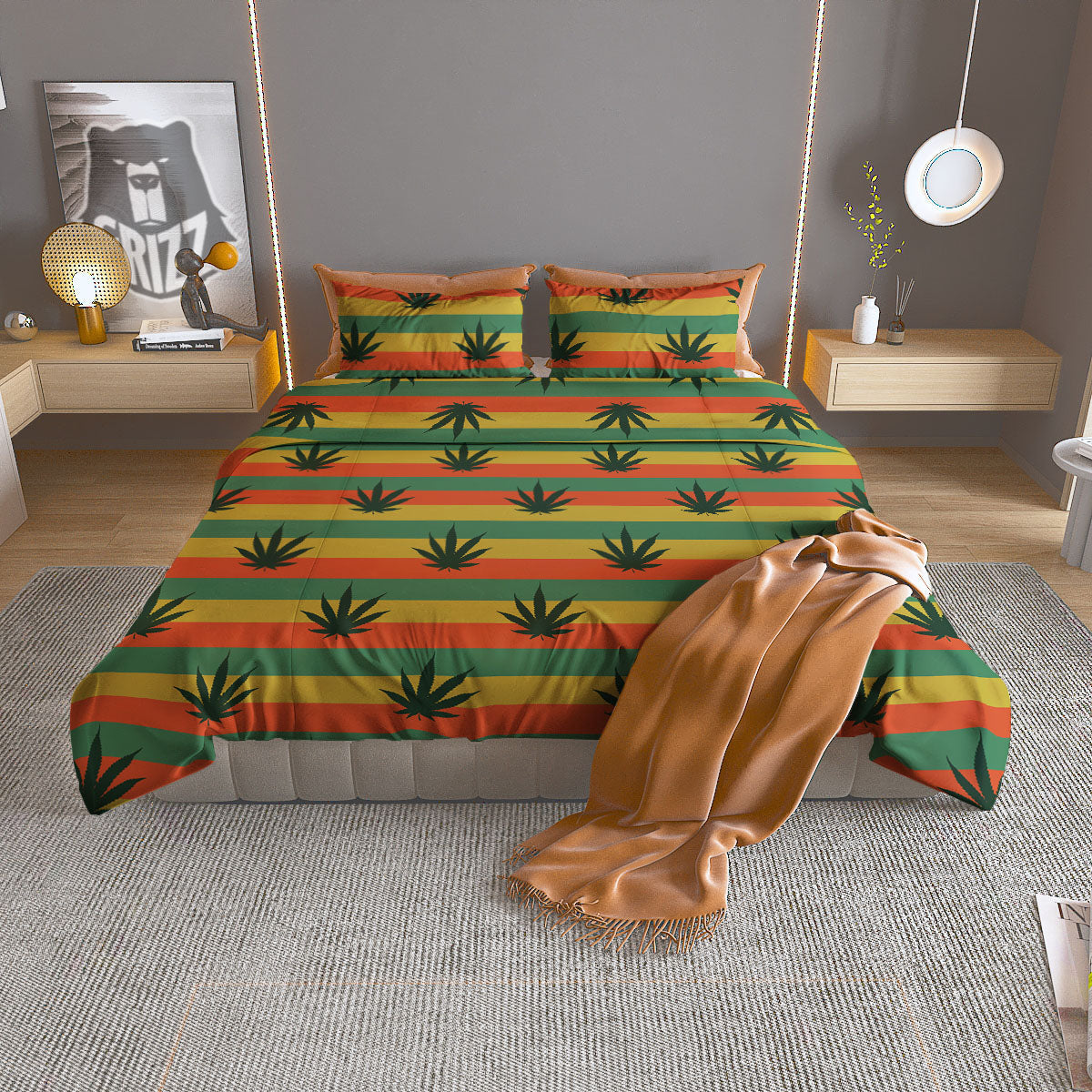 Sweet Pea Watercolor Print Pattern Duvet Cover Bedding Set