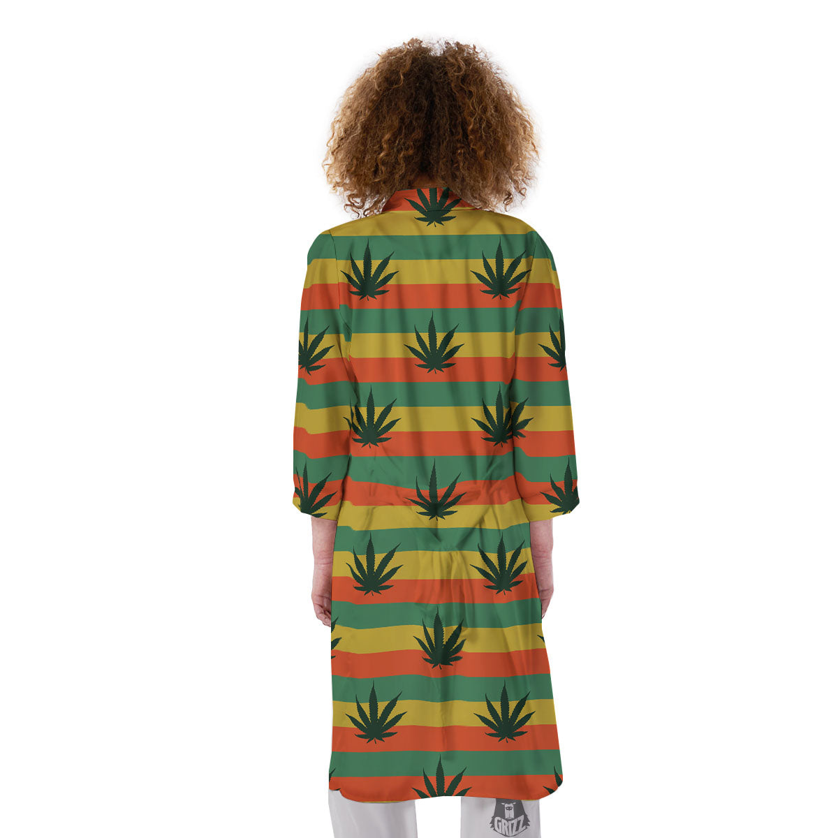 Striped Rasta Print Pattern Kimono-grizzshop