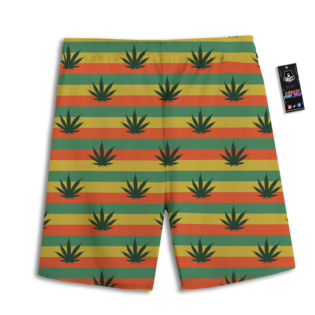 Striped Rasta Print Pattern Men's Athletic Shorts