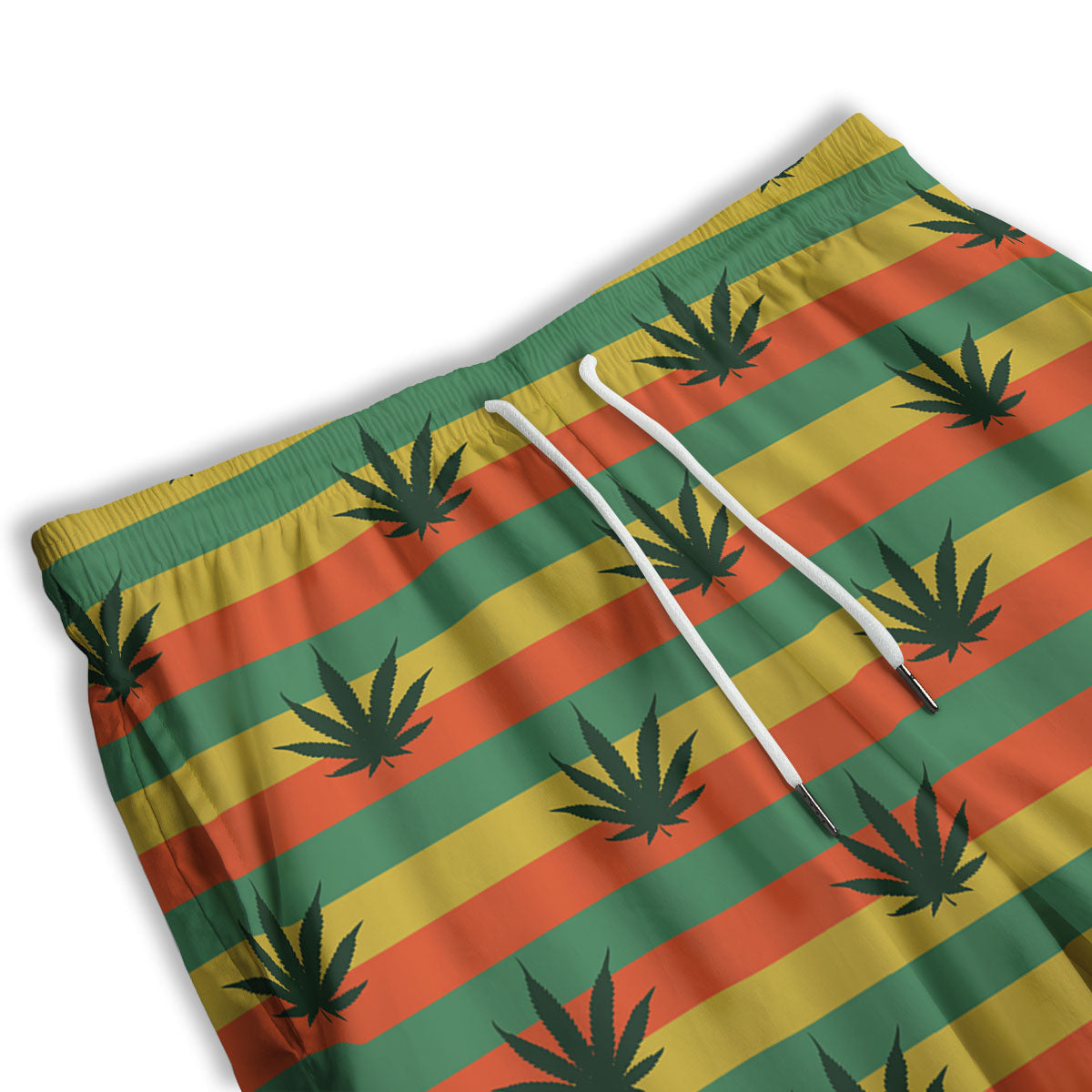 Striped Rasta Print Pattern Men's Athletic Shorts