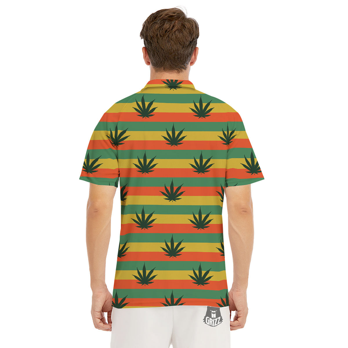 Striped Rasta Print Pattern Men's Golf Shirts-grizzshop