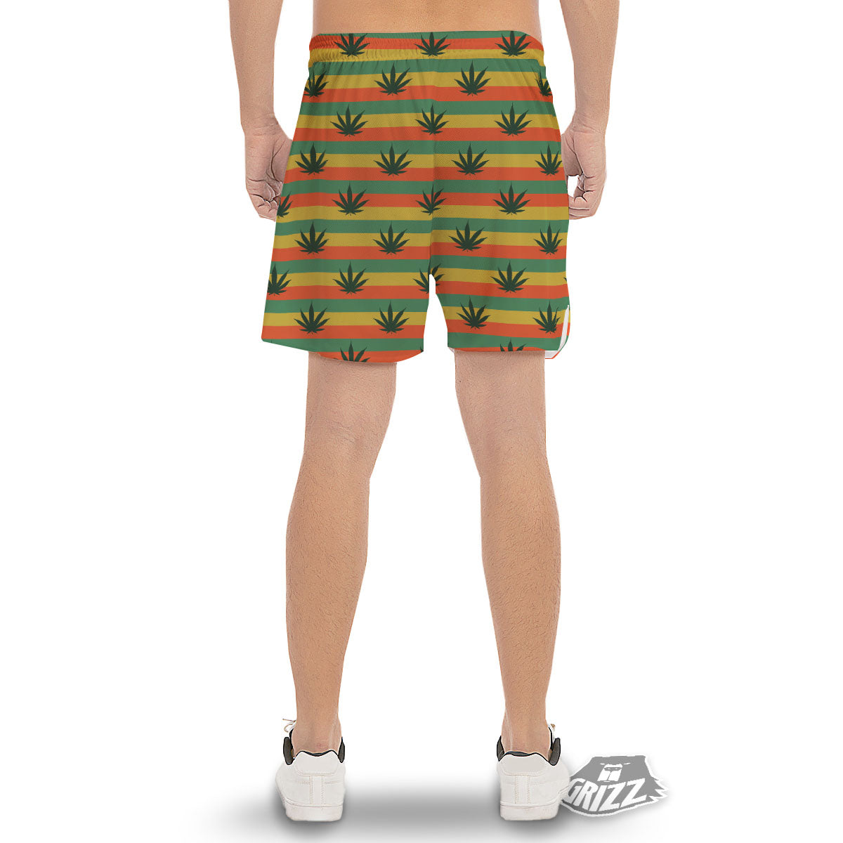 Striped Rasta Print Pattern Men's Gym Shorts-grizzshop