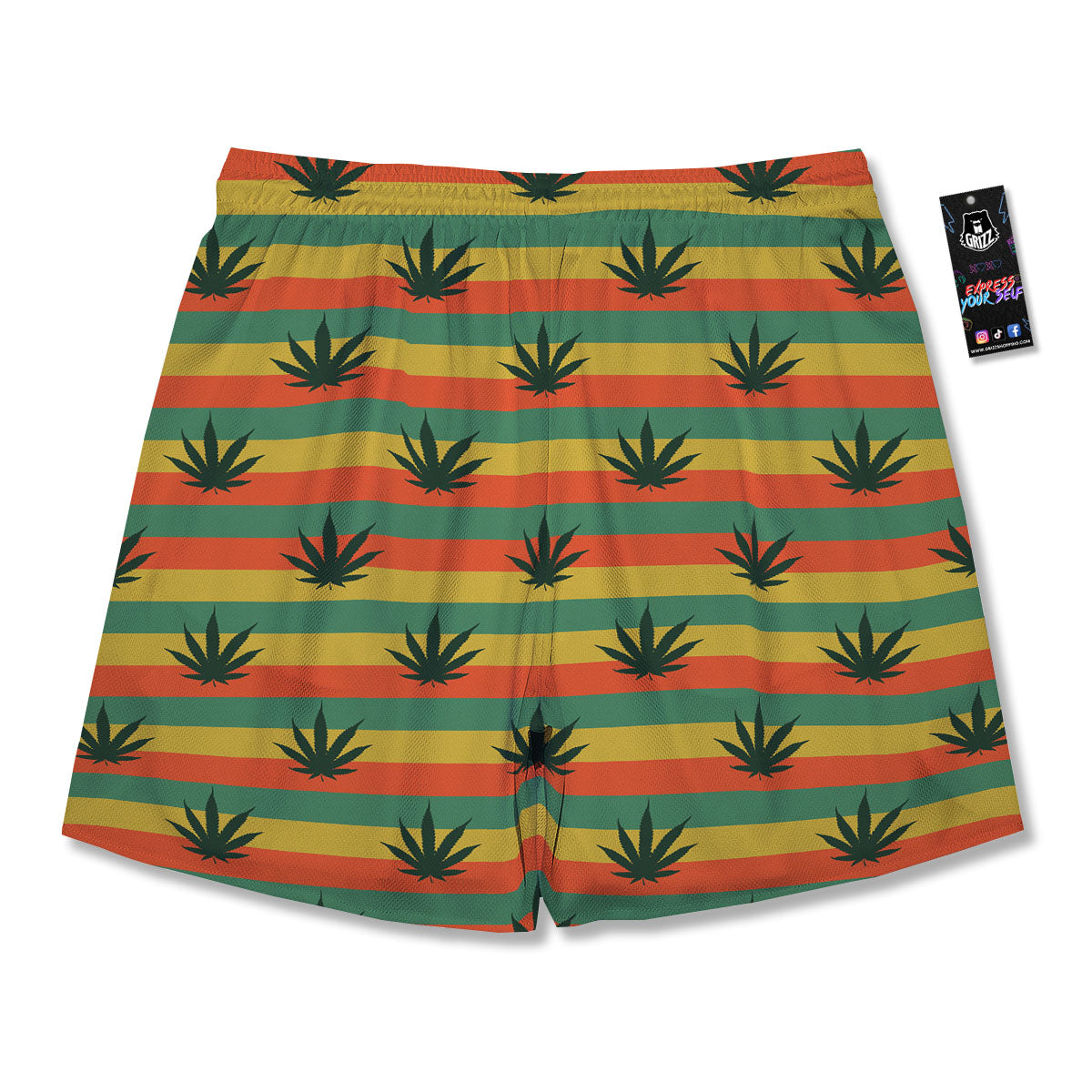 Striped Rasta Print Pattern Men's Running Shorts-grizzshop