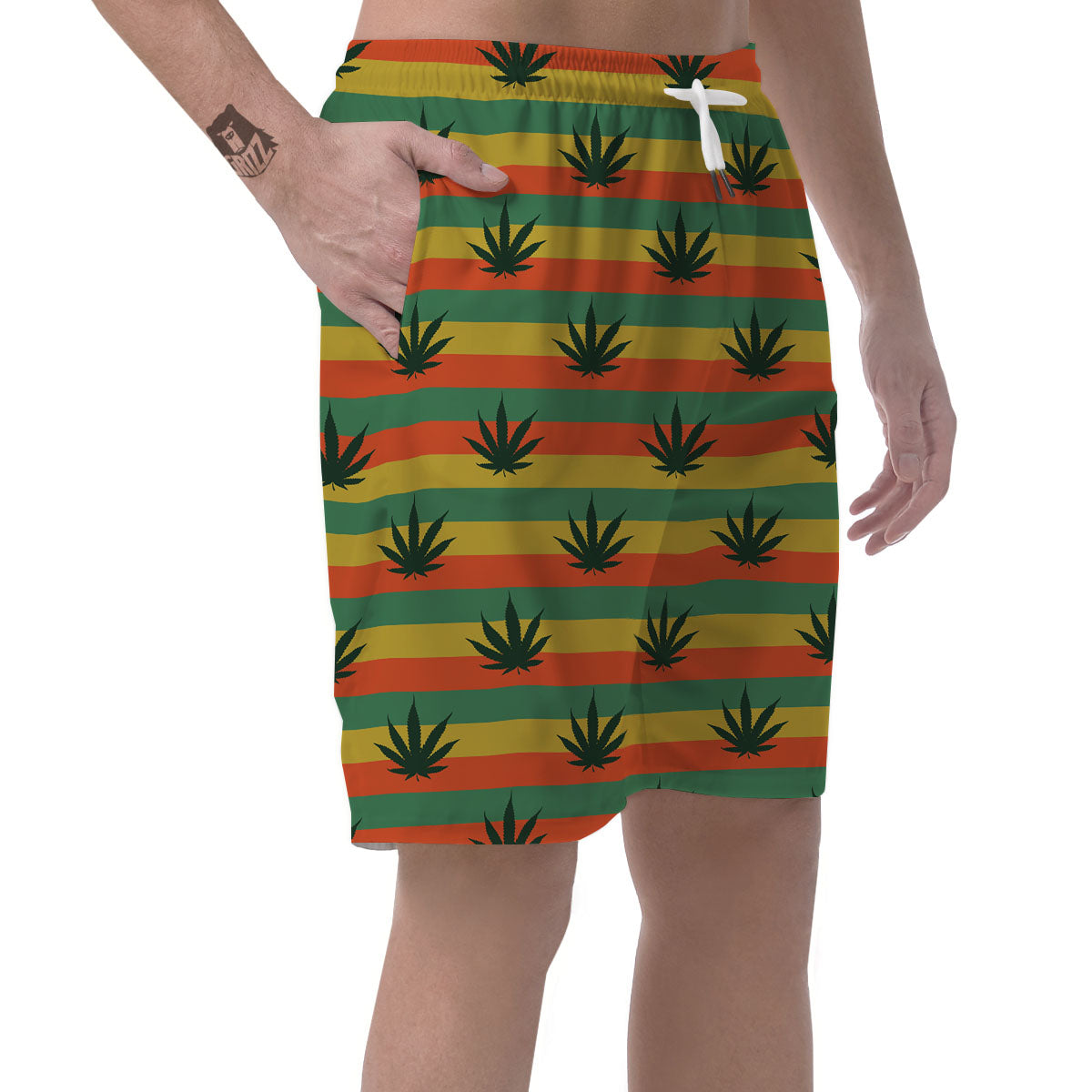 Striped Rasta Print Pattern Men's Shorts-grizzshop