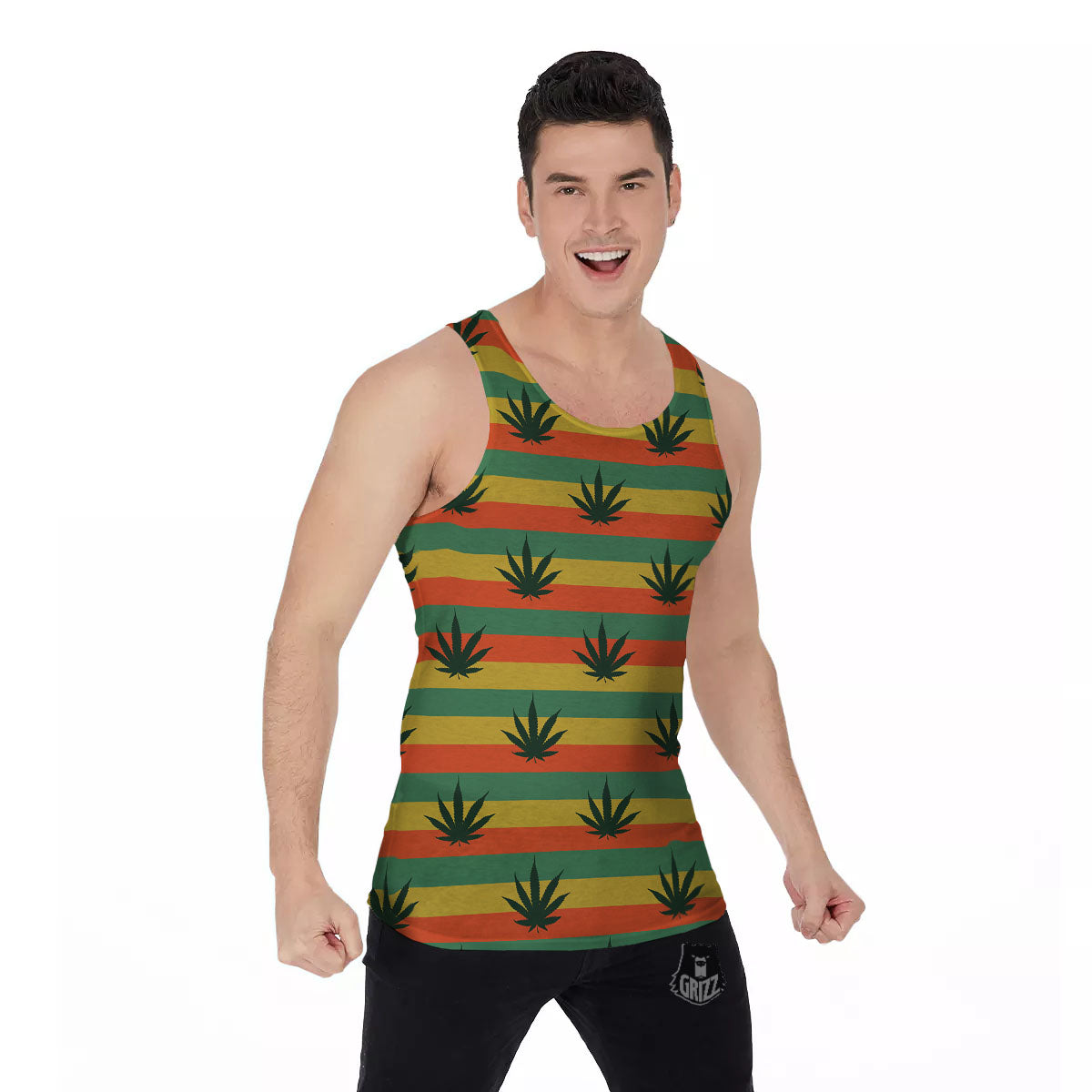 Striped Rasta Print Pattern Men's Tank Top-grizzshop